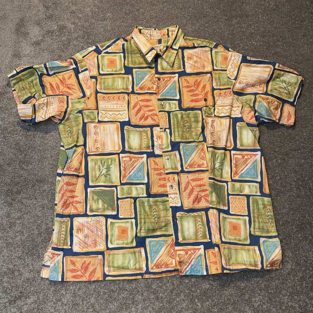 Tori Richard Honolulu Shirt 2XB Cotton Lawn‎ Abstract Geometric Hawaiian Aloha